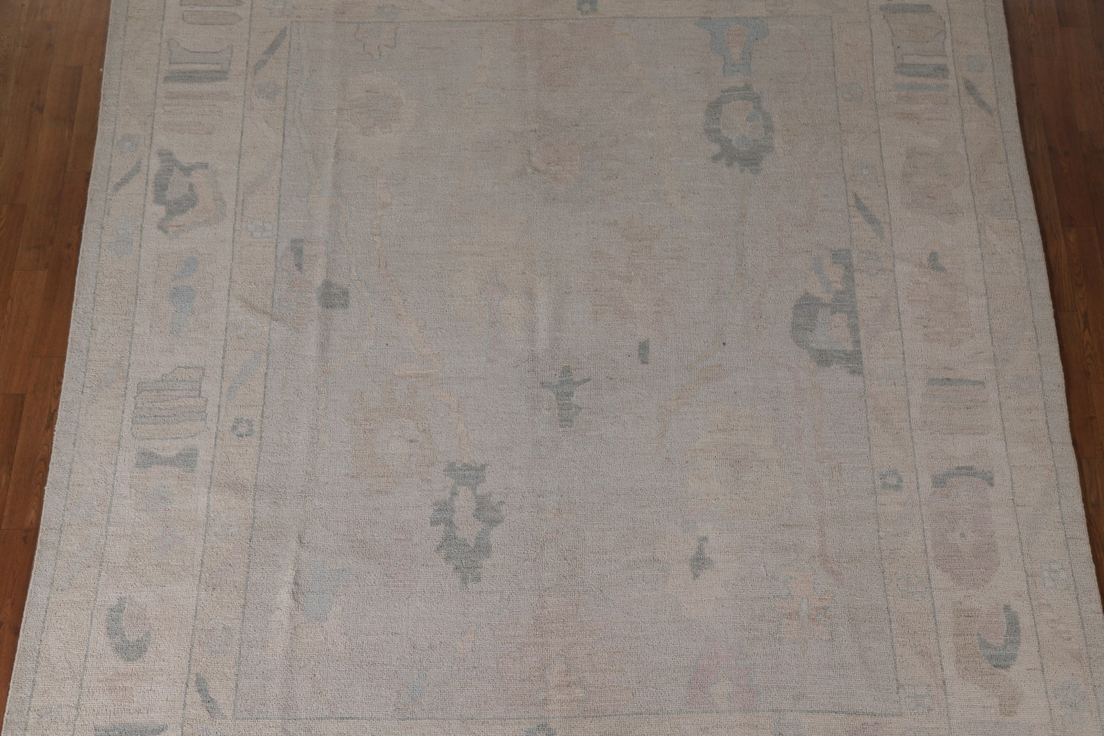 Handmade Muted Beige Wool Carpet Vegetable Dye Oushak Turkish Area Rug 8×10 Ft