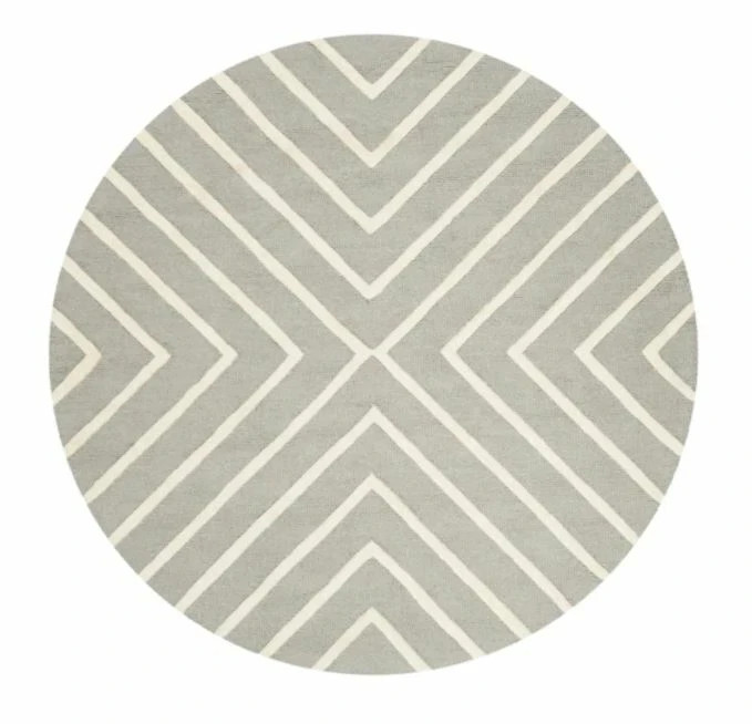 Claro Chevron Geometric White & Gray Hand-Tufted 100% Wool Soft Area Rug Etc..