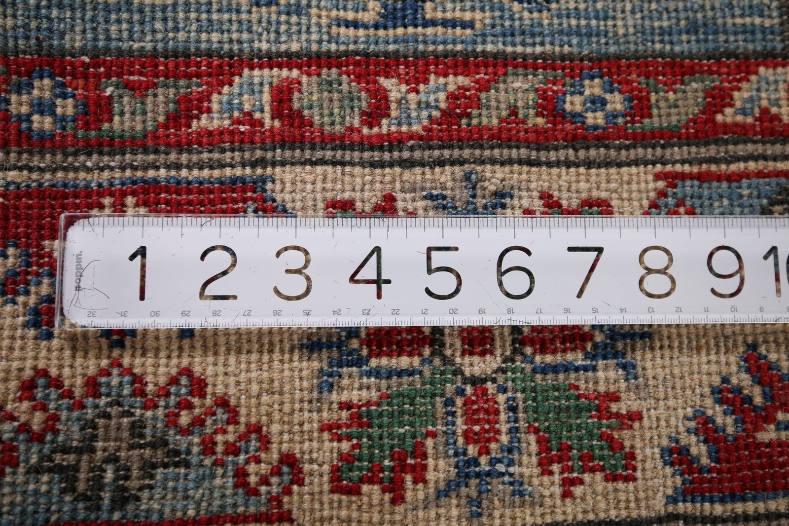 Vibrant Color Geometric Kazak Pakistani Traditional Rug Blue/ Ivory 4×6 ft