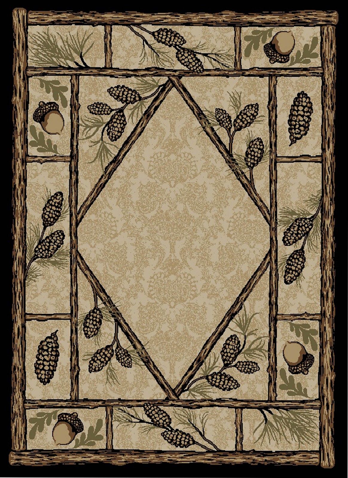 Brasstown Rug with Acorns, Pine Cones, Pine Needles | 2’3″x7’7″