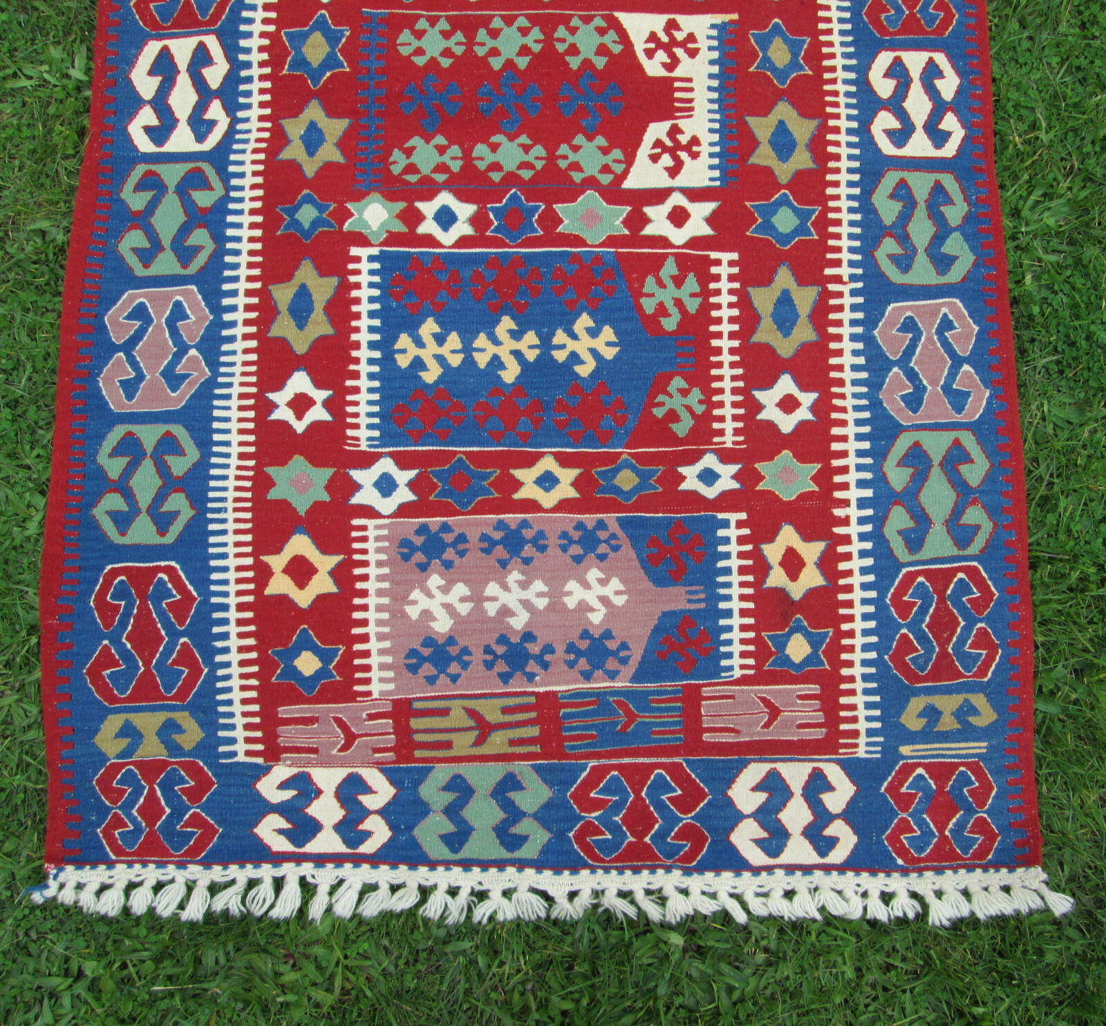Traditional Tribal Kilim Wool Rug Flat Split Weave 45″ by 80″ Happiness Marriage