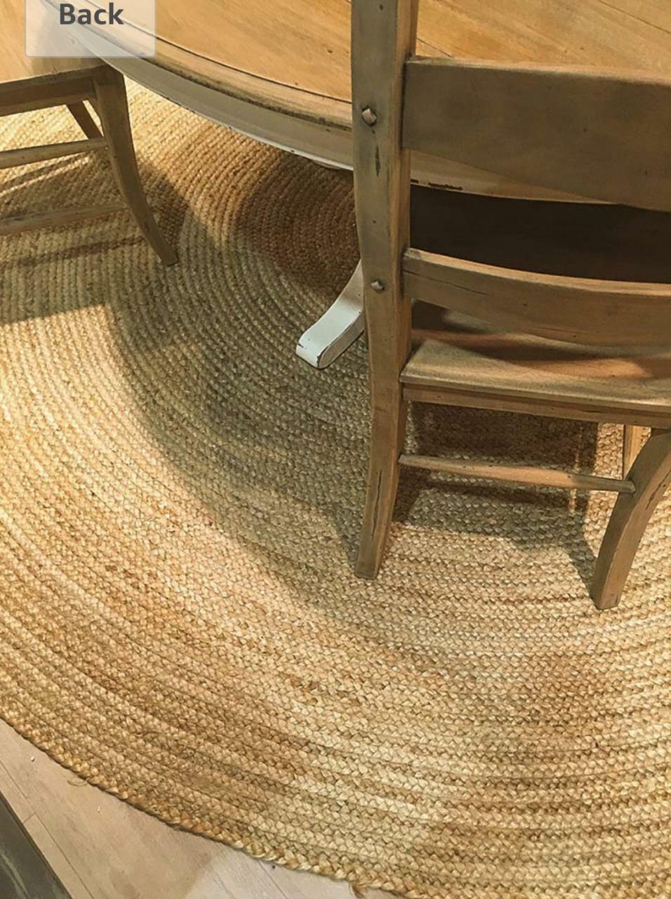 Round Rug Jute Natural Floors Handmade Natural Feet Area Carpet Reversible Rug
