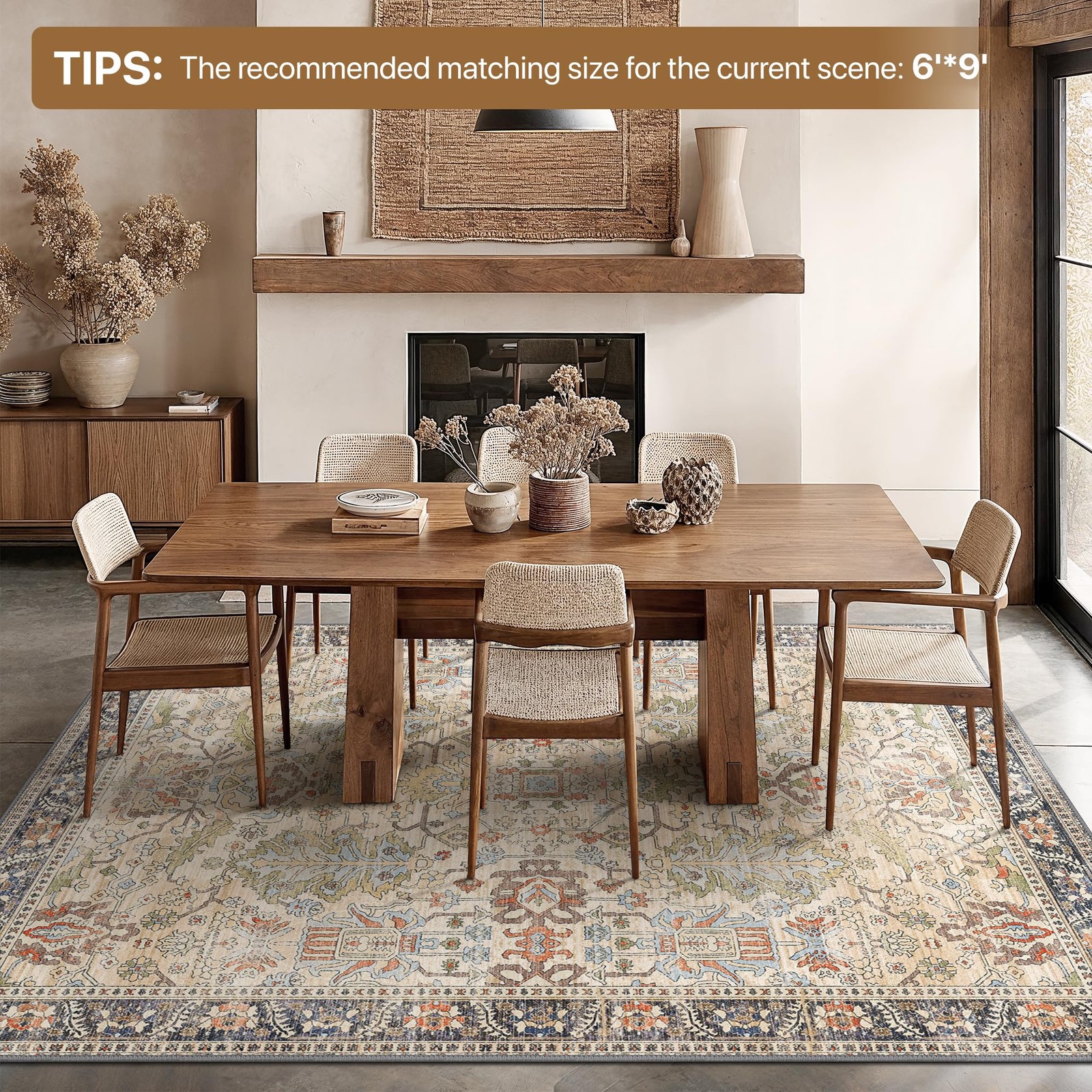 Bavni Washable Area Rugs 8’x10′ Clearance for Living Room Boho Tumble Vintage…