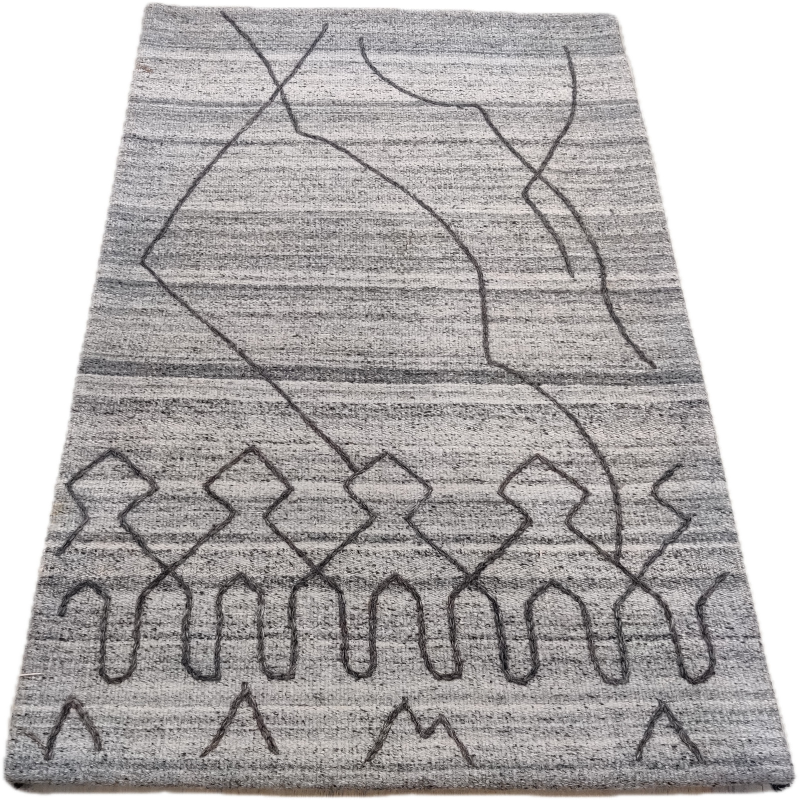 2 x 3 Handmade Wool Rug Grey Hand-woven Rug Tufted 60×90 cm