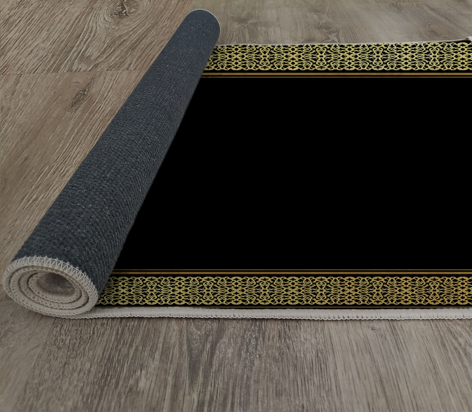 Greek Patterned Carpet, Old Fashion Rug, Black Gold Area Rug, Scandinavian Geome