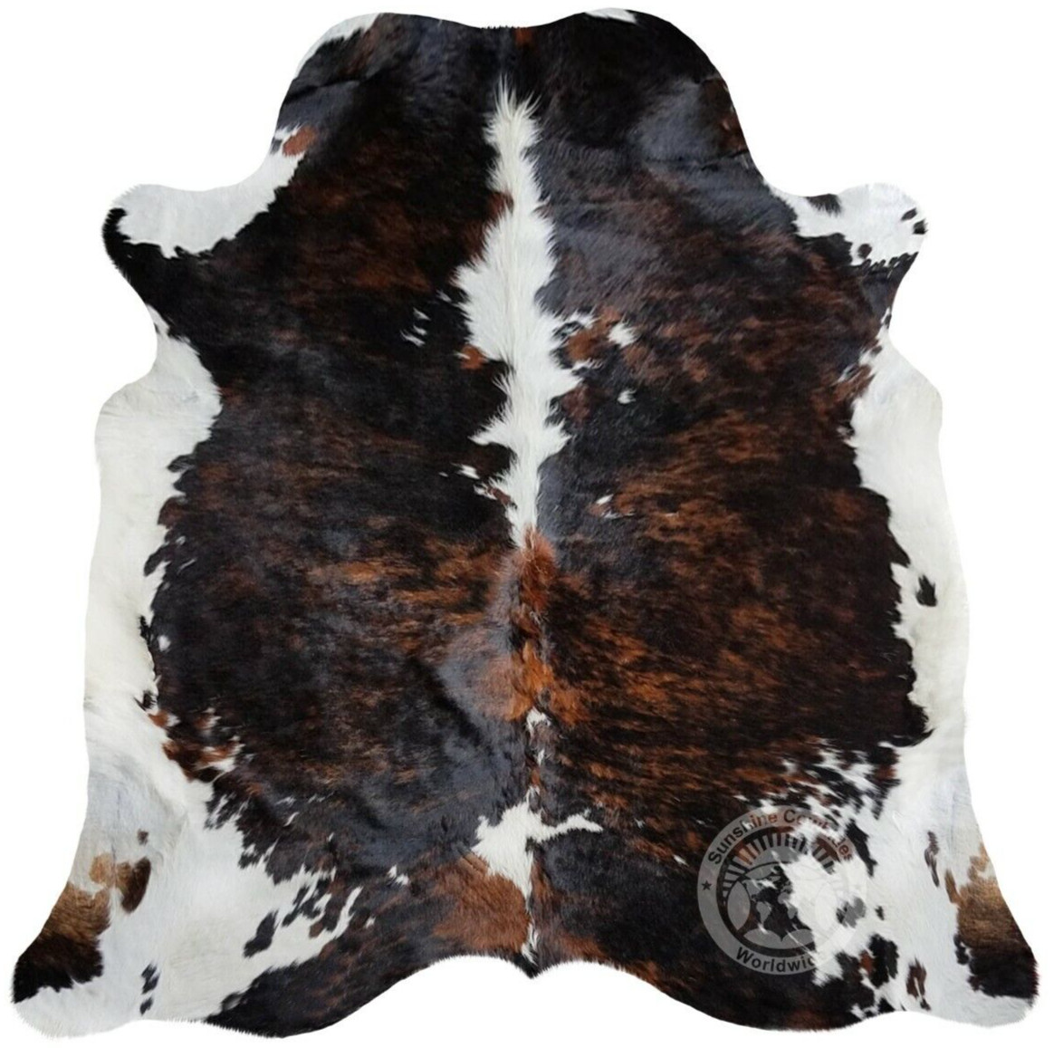 Real Brindle White Belly Cowhide Rug – Size 6×6-7′