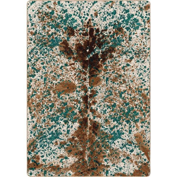 Splatter Cowhide Green Turquoise Print Southwestern Country Area Rug 5’x8′