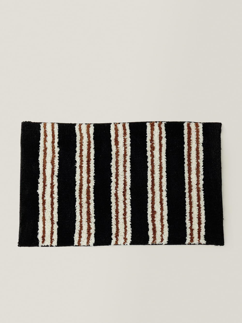 WENSHUO 2.5′ Vintage Black Stripe Small Rug Bath Mat TPR Non-Slip