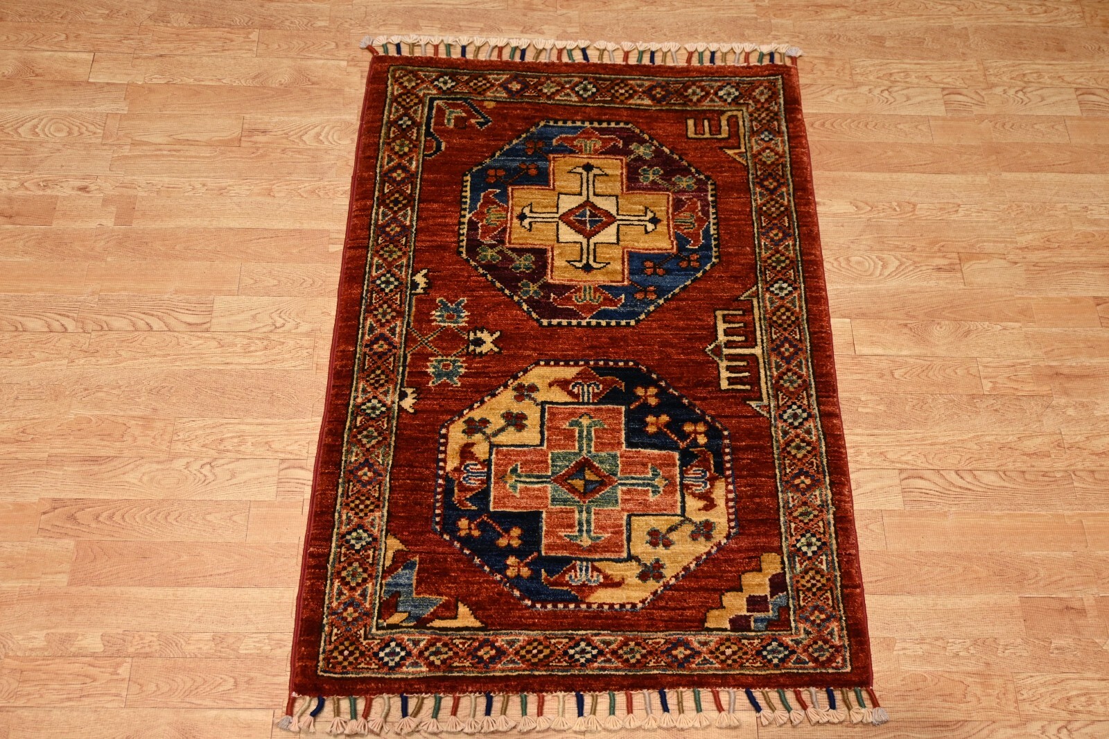 2 x 3 ft Red Ersari Afghan Hand Knotted Tribal Small Accent Rug