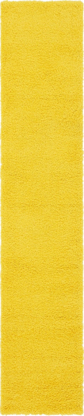Unique Loom Solo Solid Shag Runner Rug 2’6″ x 13′ Tuscan Sun Yellow