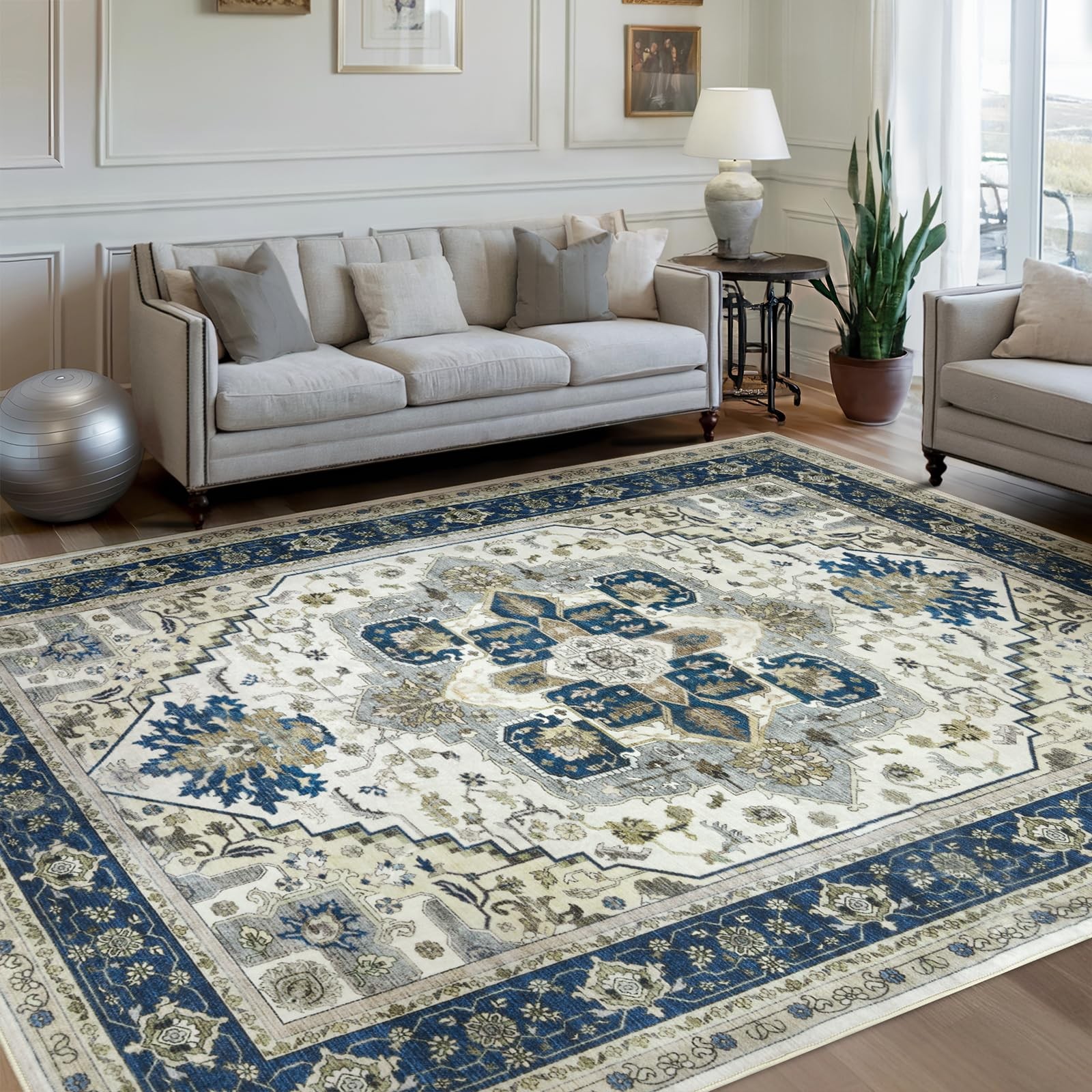 Area Rugs for Living Room 9×12 – Large 9′ x 12′ (Rectangular), Blue/Gray