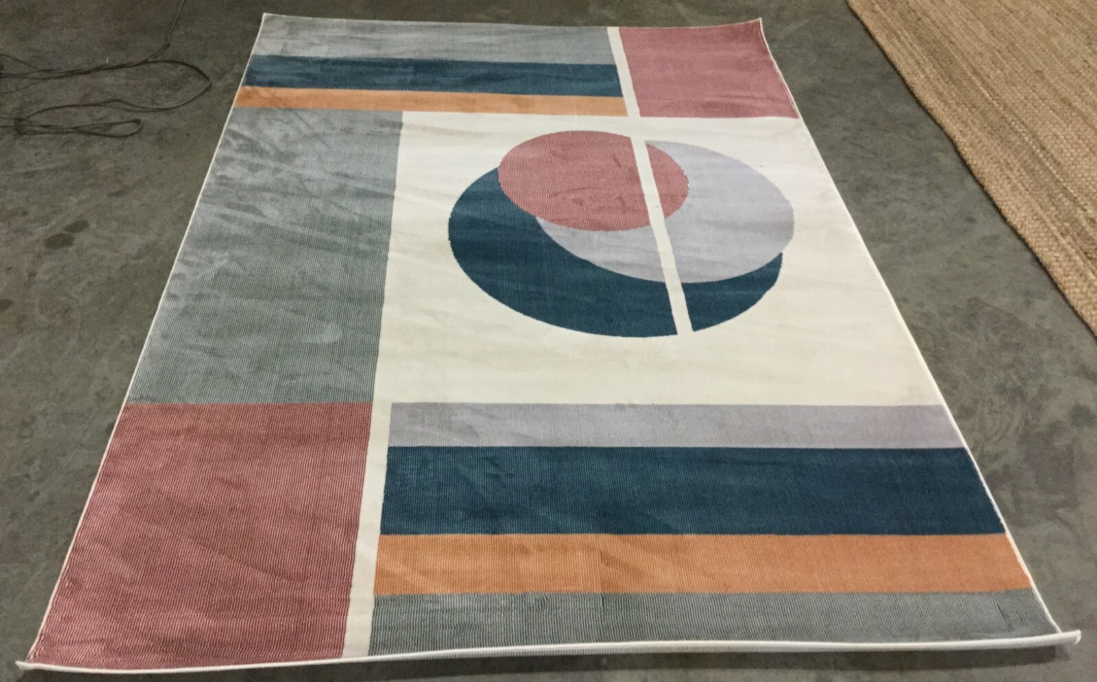BEIGE / DARK TEAL 5′-3″ X 7′-7″ Flaw in Rug, Reduced Price 1172654853 ORW364B-5