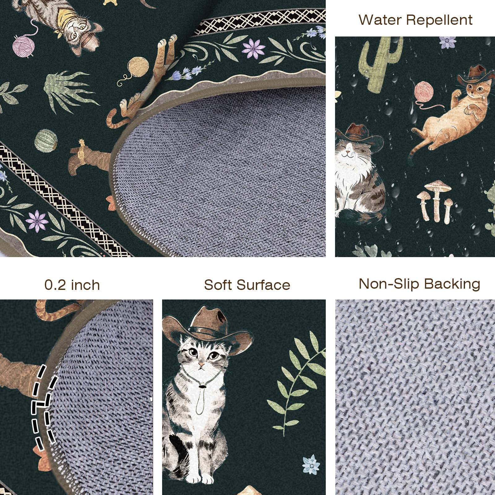 Acetiamin 2×3 Entryway Rug, Cute Western Cat Machine Washable Small Area Rug …