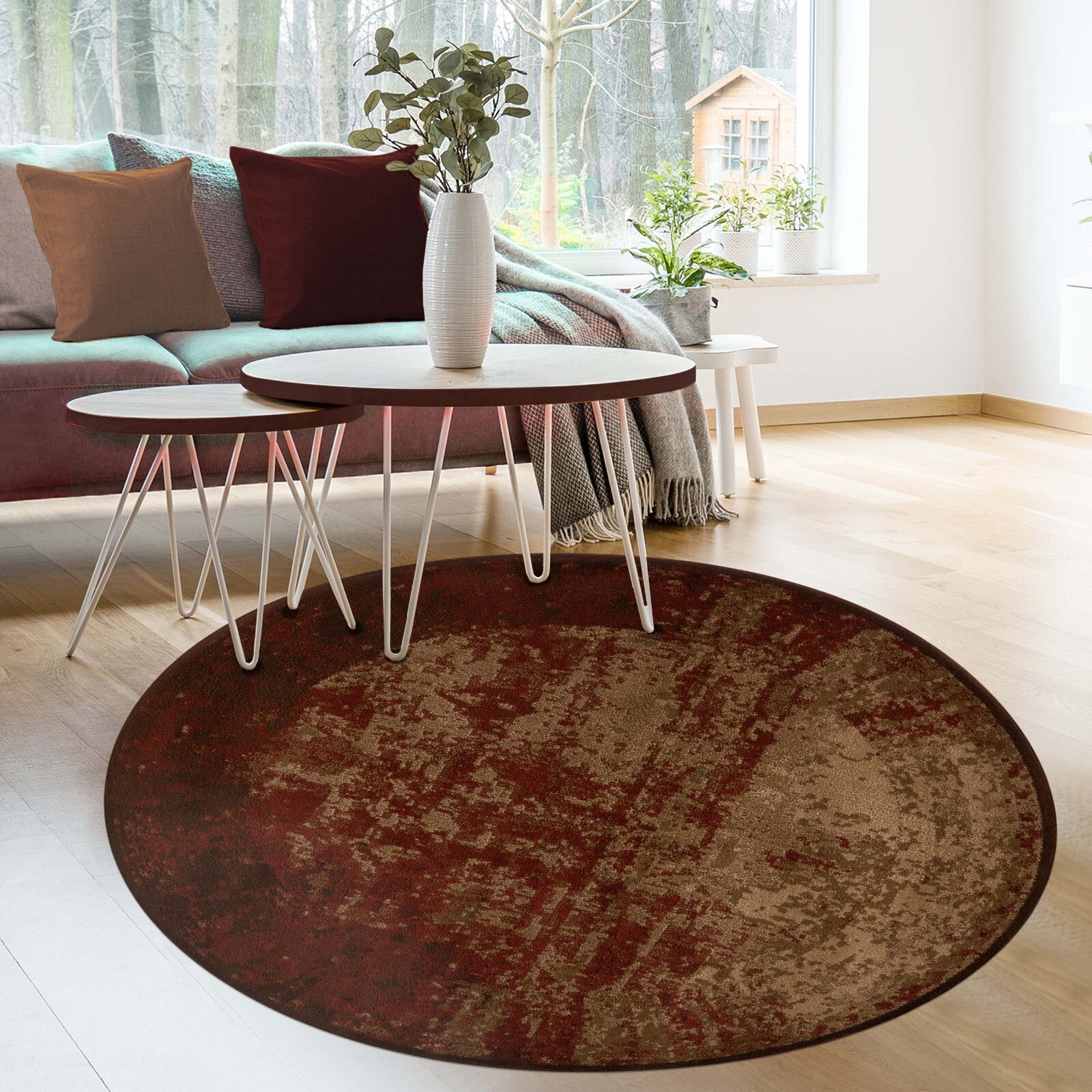 Acid Wash Abstract Transitional Colorfast Door Mat Anti Static Indoor Area Rug