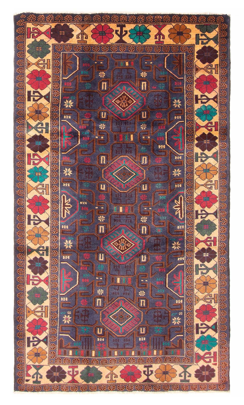 Traditional Vintage Hand-Knotted Area Rug 3’7″ x 6’3″ Oriental Wool Carpet