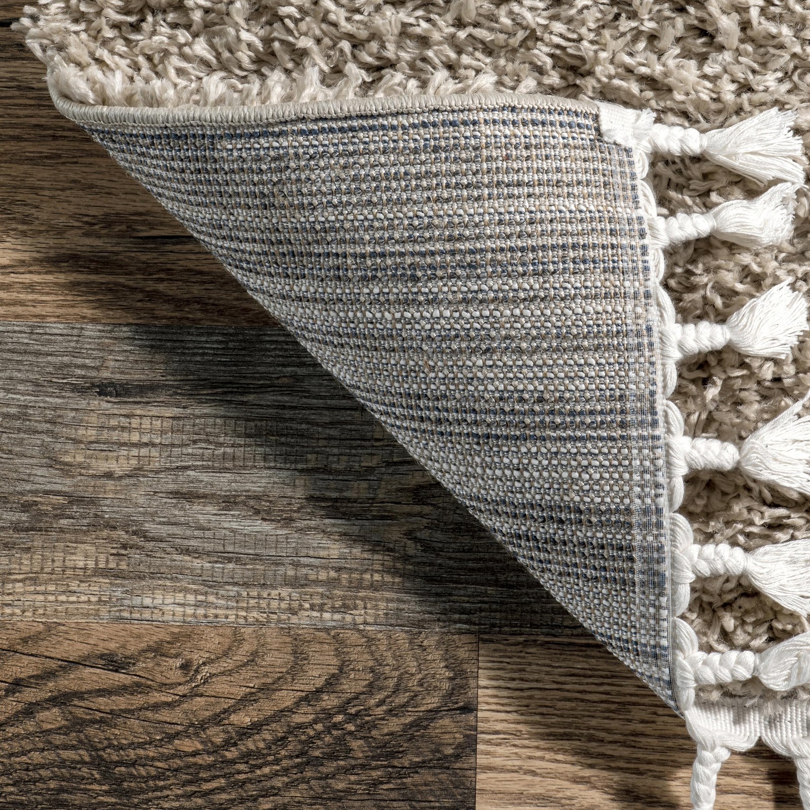 Nuloom Neva Beige/Ivory 3 X 5 Modern Shag Tasseled Soft And Cozy High Traffic