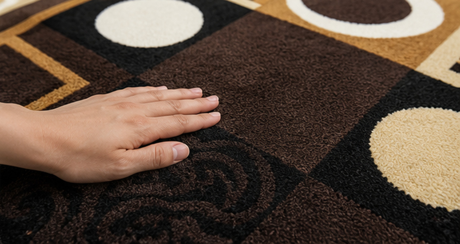 Brown Beige Black Abstract Carpet, Large Floor Mat, Rectangle Accent Rug, Bedroo