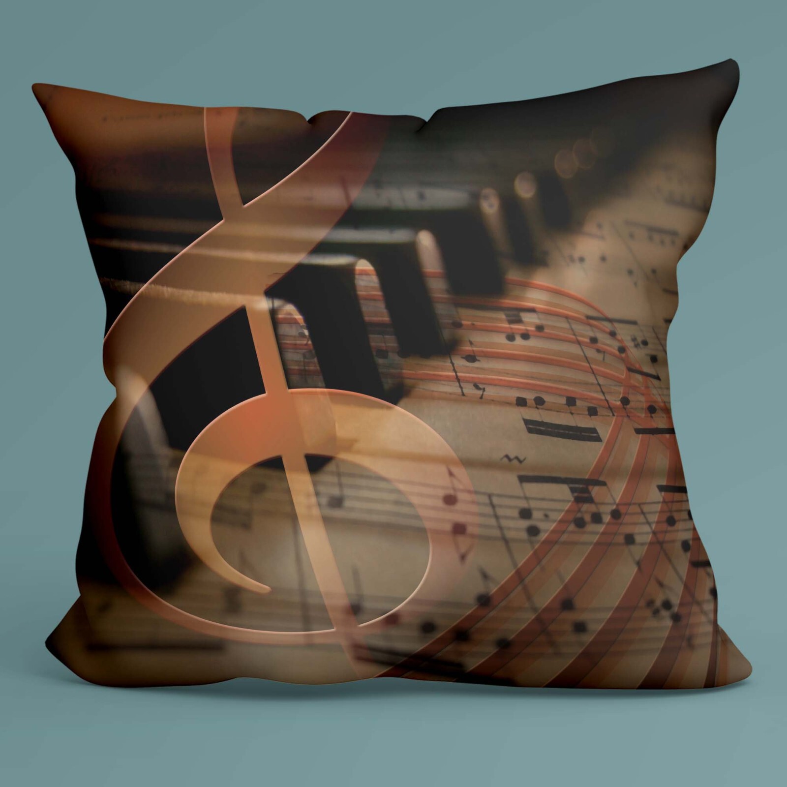 Music Pillow Cover, Piano Decor, Treble Clef Art, Note Cushion, Musical Gift