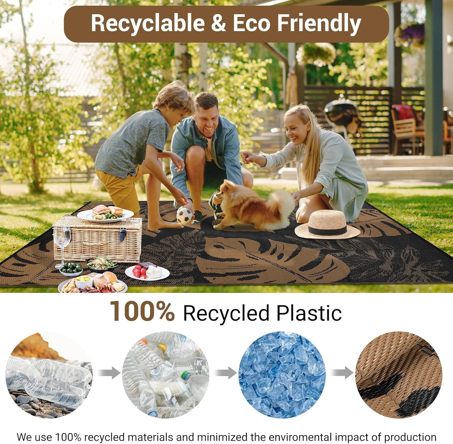 Outdoor Patio Rug Plastic Straw Rug RV camping Waterproof Reversible Carpet Mat