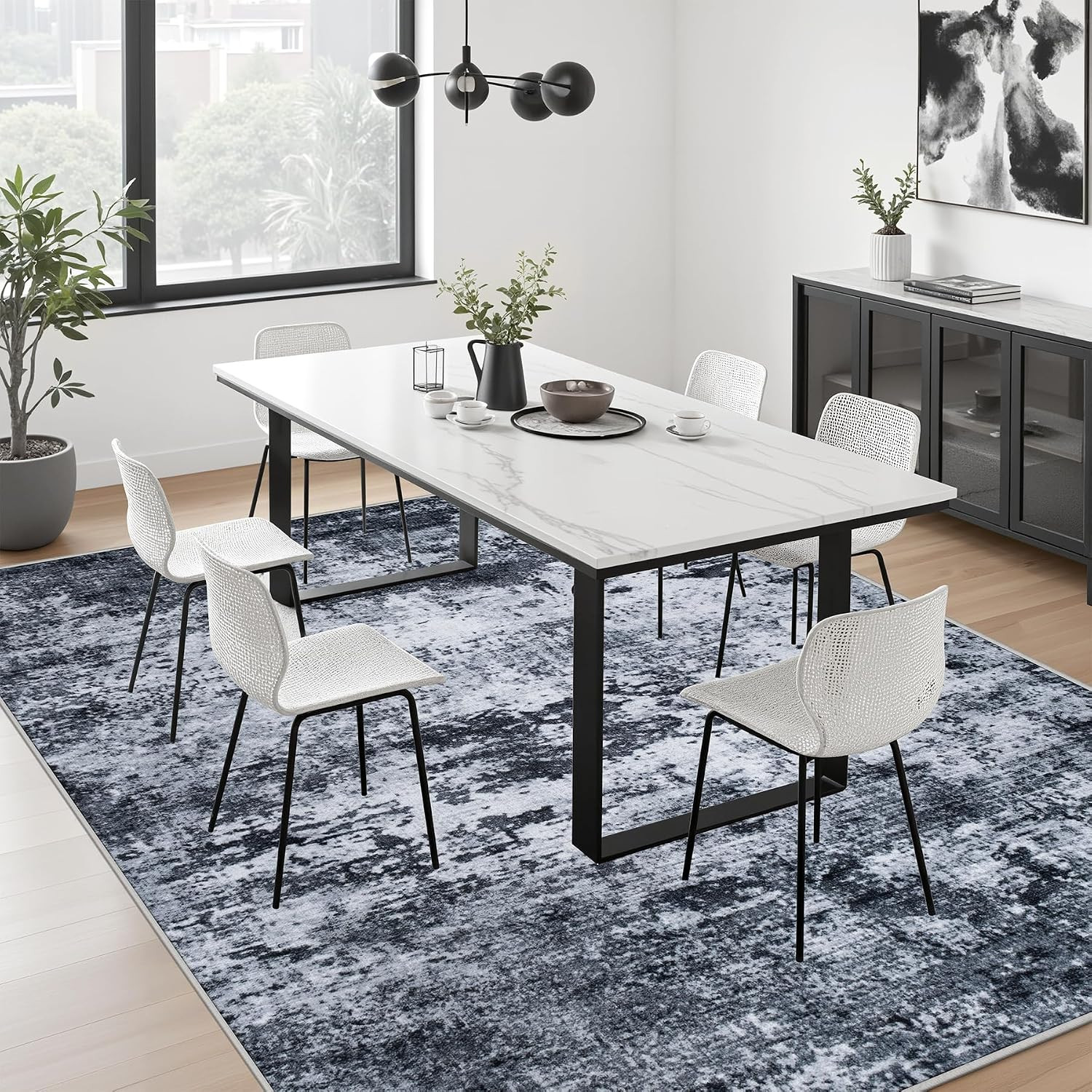 5X7 Area Rug Living Room Rug: Washable Modern Abstract Soft Thin Rug Indoor Floo