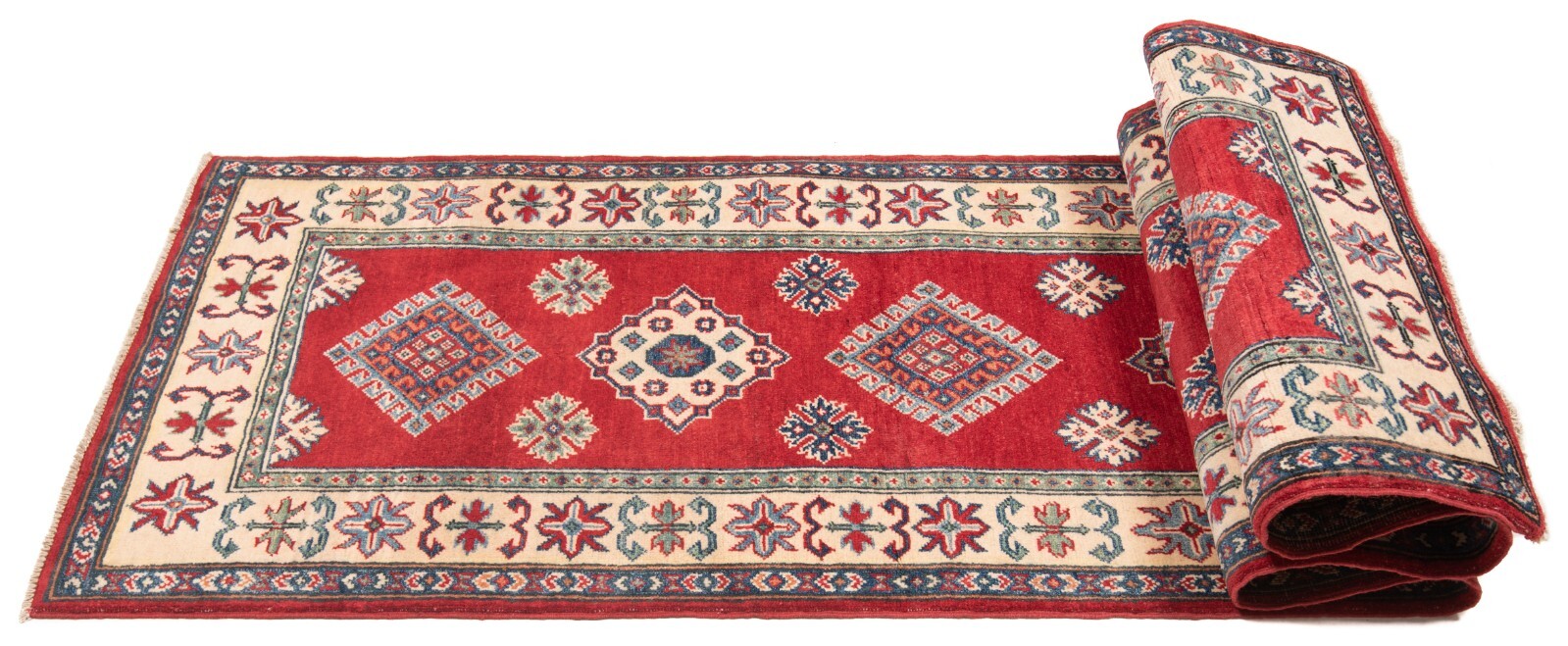 Kazak 294×81 cm Hand Knotted Oriental Carpet Fine New Carpet Rug Runner Red