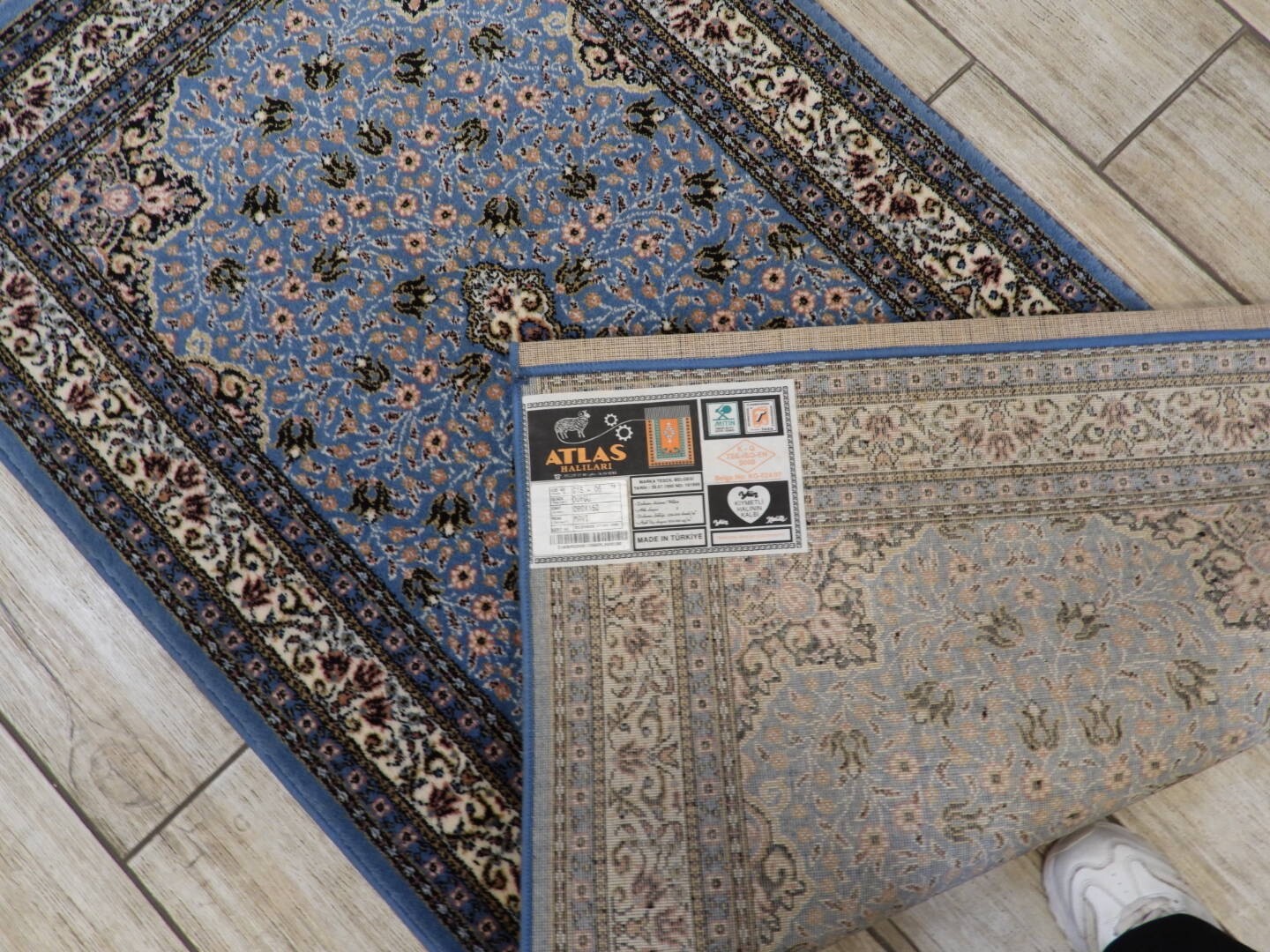 Blue Medallion Design Wool Area Rug 80×160 Cm
