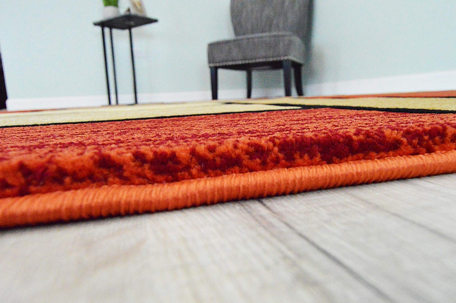 Premium Carved Modern Contemporary Abstract Rug 3995 Orange 5’3”x7