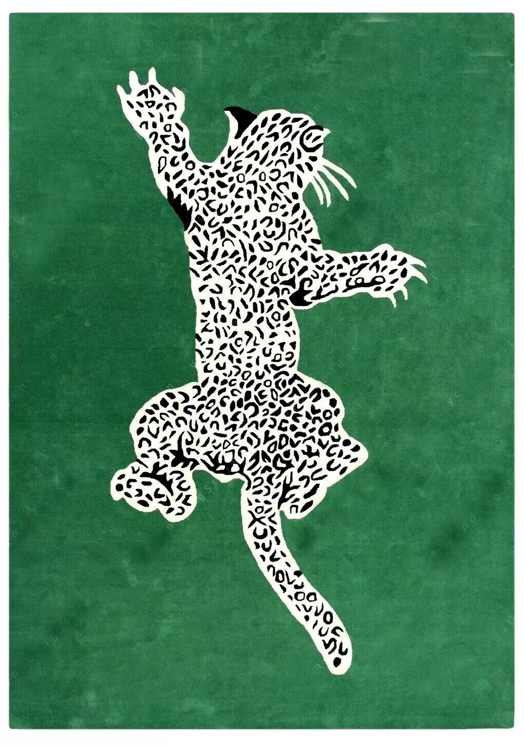 Climbing Leopard – Green, Hand-Tufted 100% Wool Soft Area Rug Carpet Handmade .