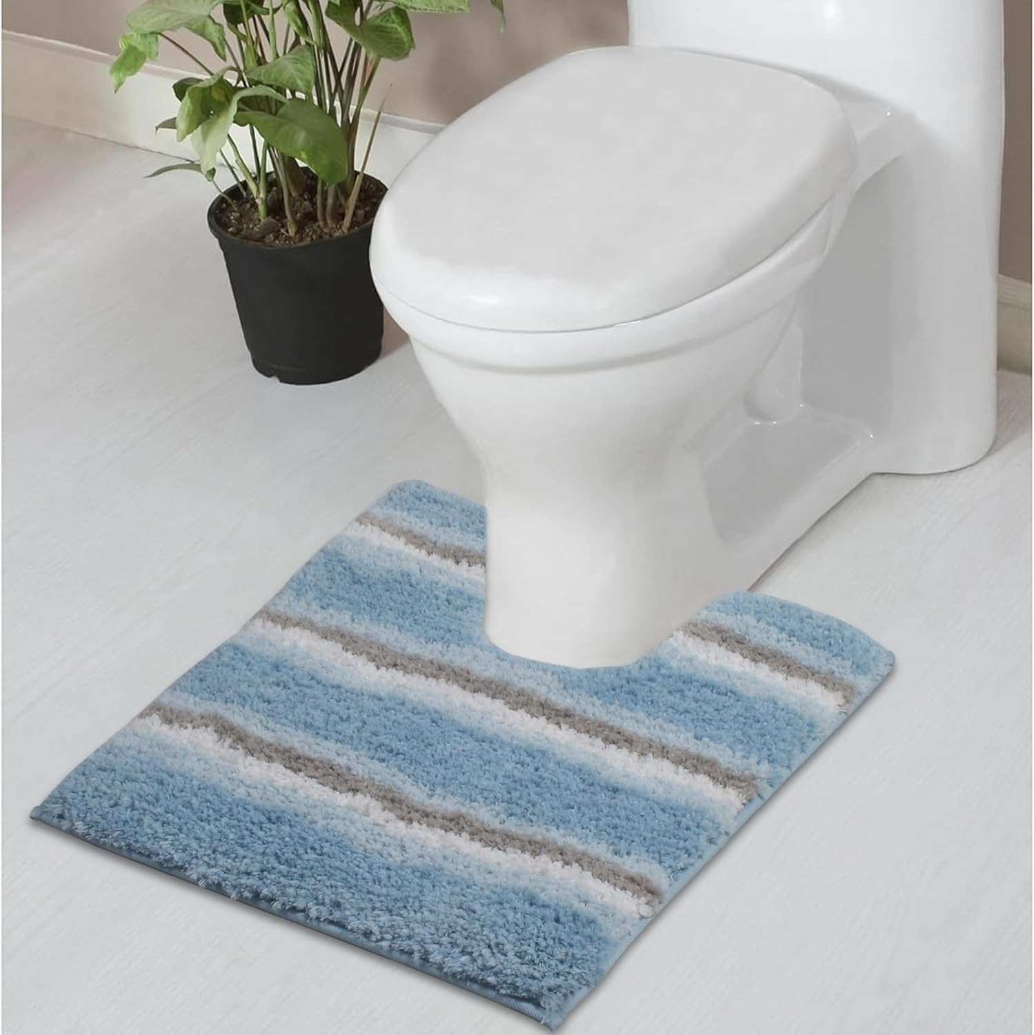 Glamour Collection 100% Polyester Microfiber Contour Rug, Non Slip Contour Bath