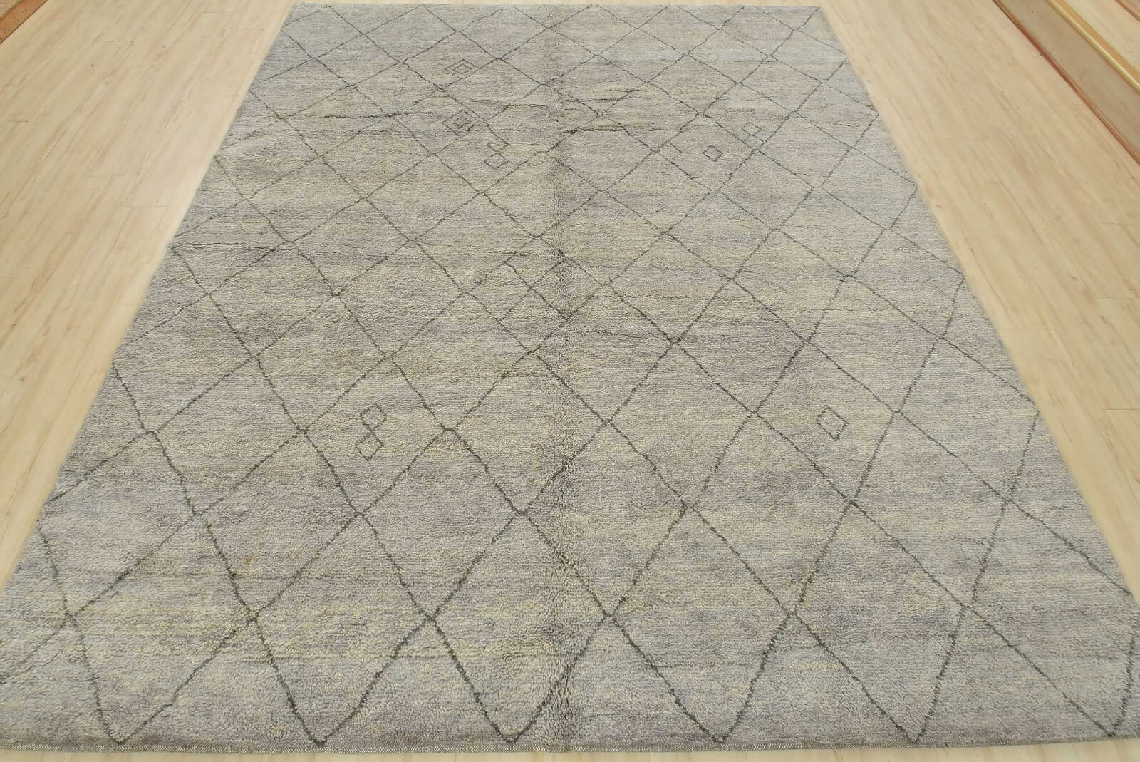 Moroccan Rug 8’2” x 10’1” Gray Wool Contemporary Hand-Knotted Carpet