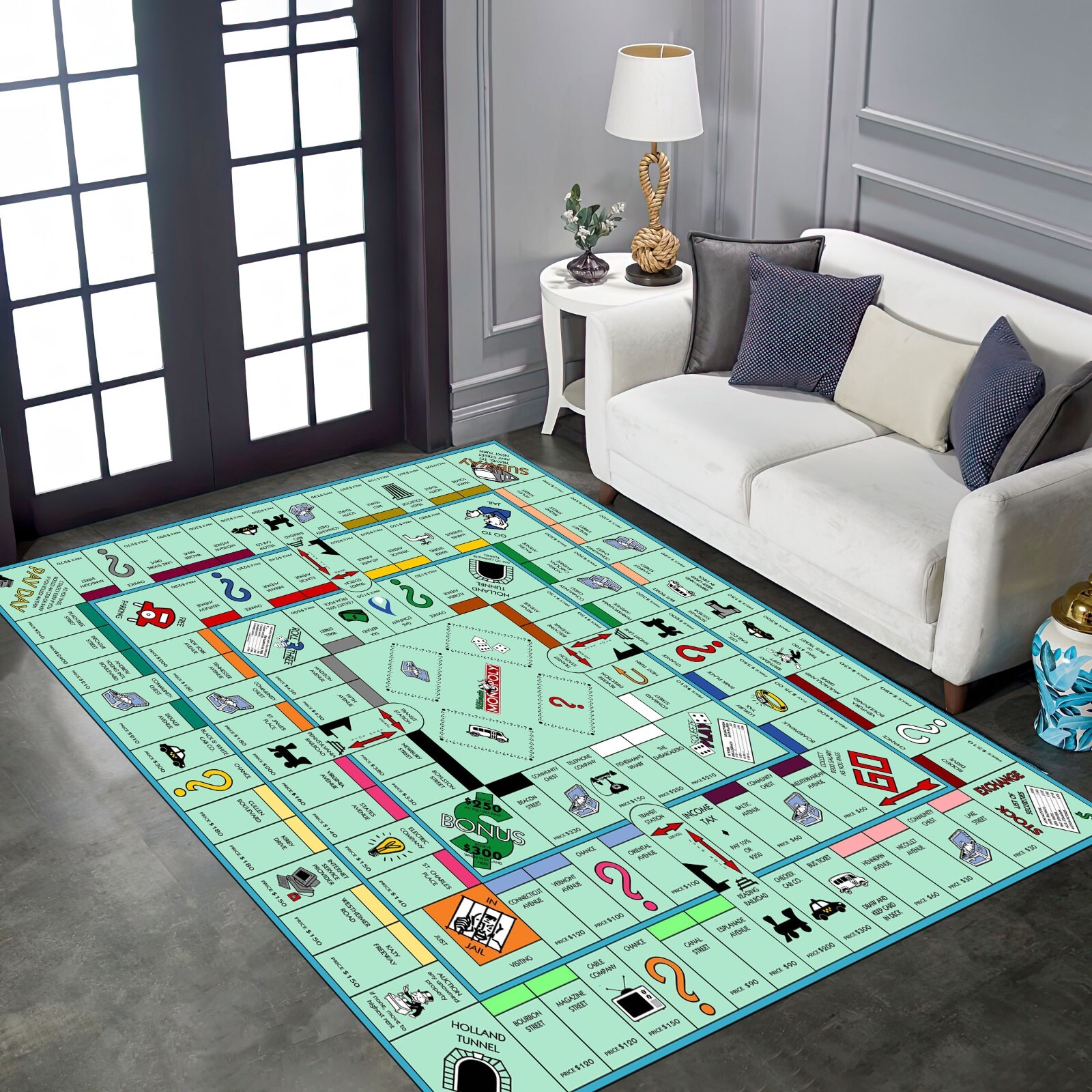 Monopoly Rug, Monopoly, Entertainment Rug, Game Rug, Board Game Rug, Gaming Rug,
