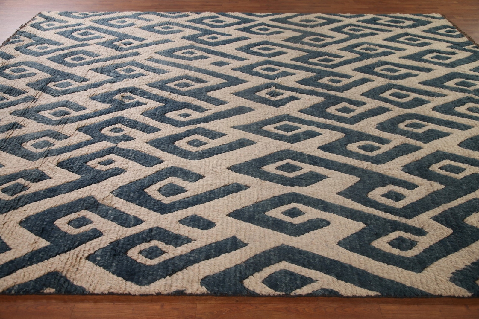 Statement Luxury Geometric Hand-Knotted Moroccan Indian Rug Modern Decor 9×11 ft