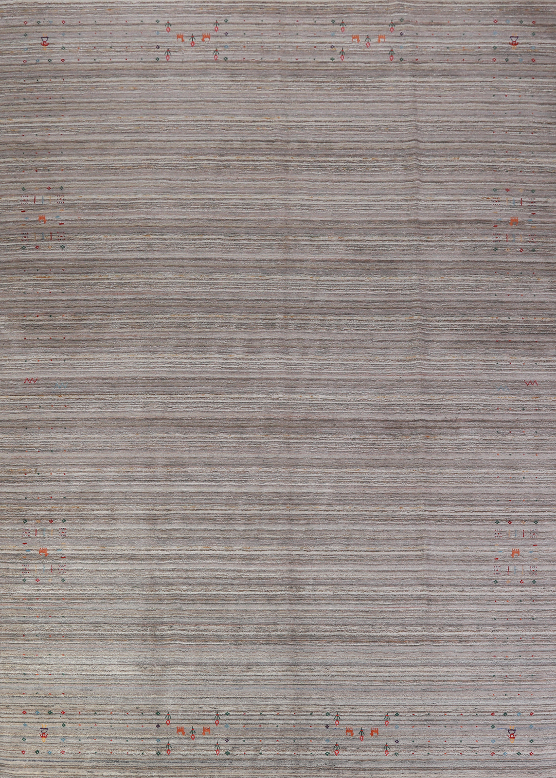 Eye-catching Gabbeh Area Rug Grey Handmade Wool 9×12 ft