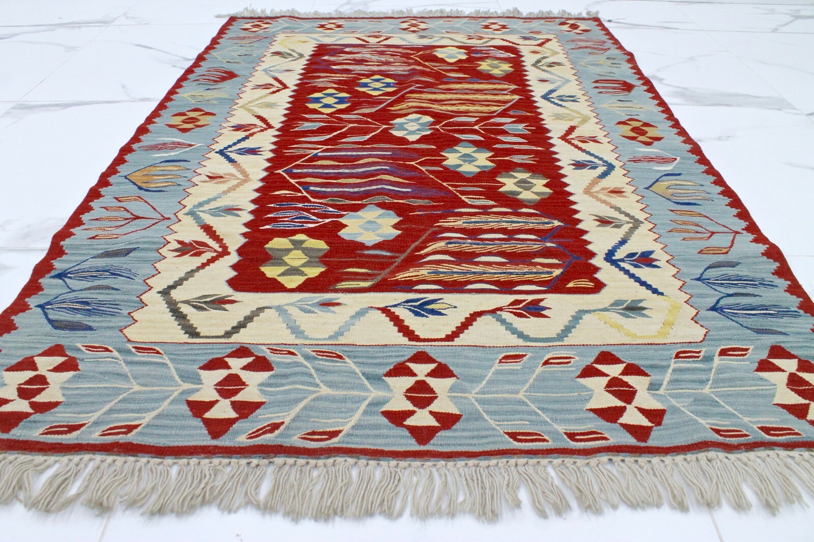 Authentic Hand-woven Turkish Wool Rug 4×6 ft | Double-sided Carpet | Organic Dye