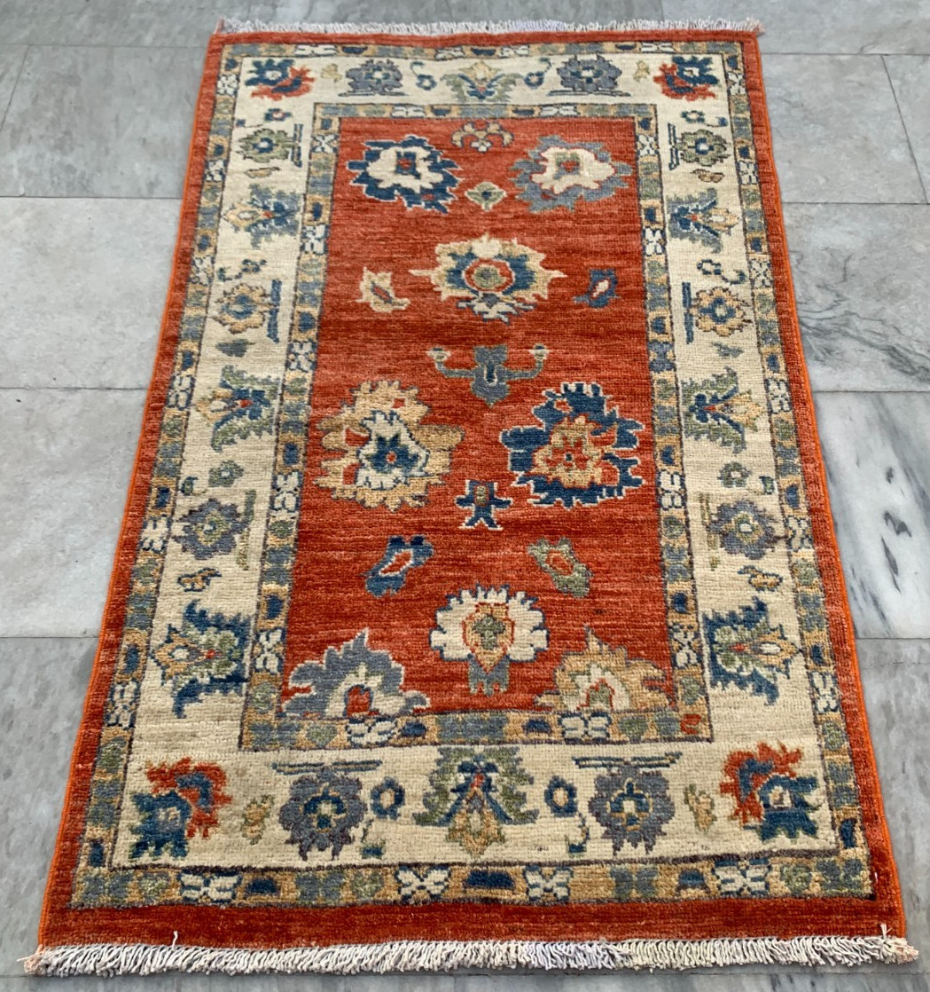 2×4 ft Afghan Kazak Rug Handmade Rugs Traditional Rug Oriental Medallion Rug