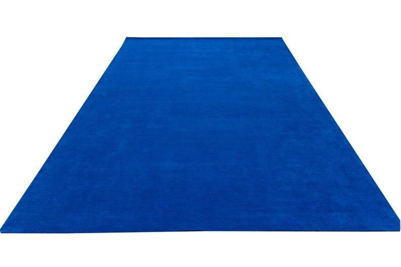 Hand Tufted Solid Blue Area Rug –Modern Minimalist Floor Carpet –Soft & Durable