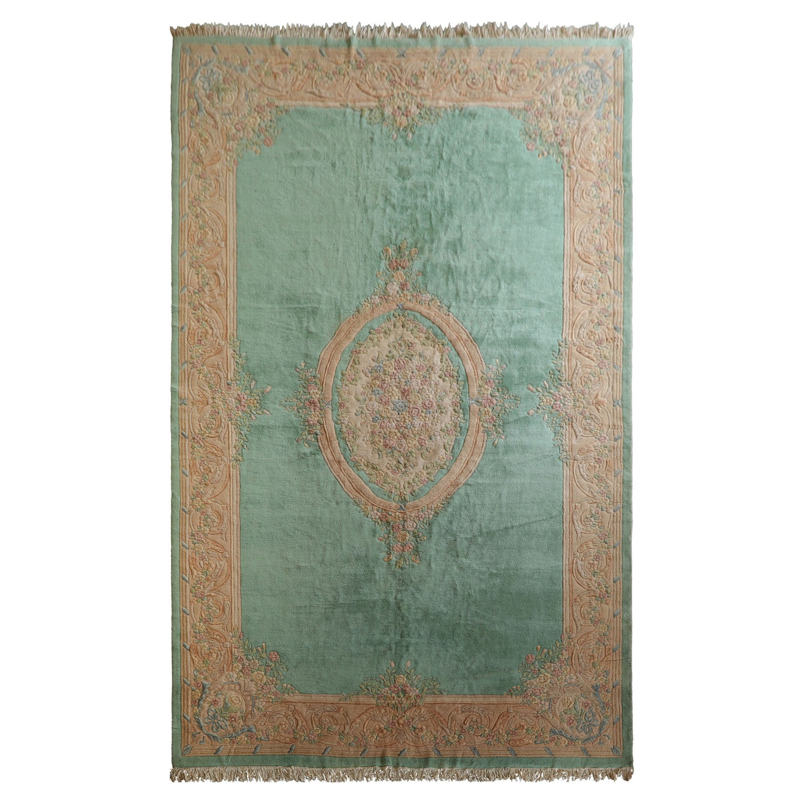 12’5″x20’5″ Oversize Hand Knotted Wool French Aubusson Savonnerie Plush Pile Rug