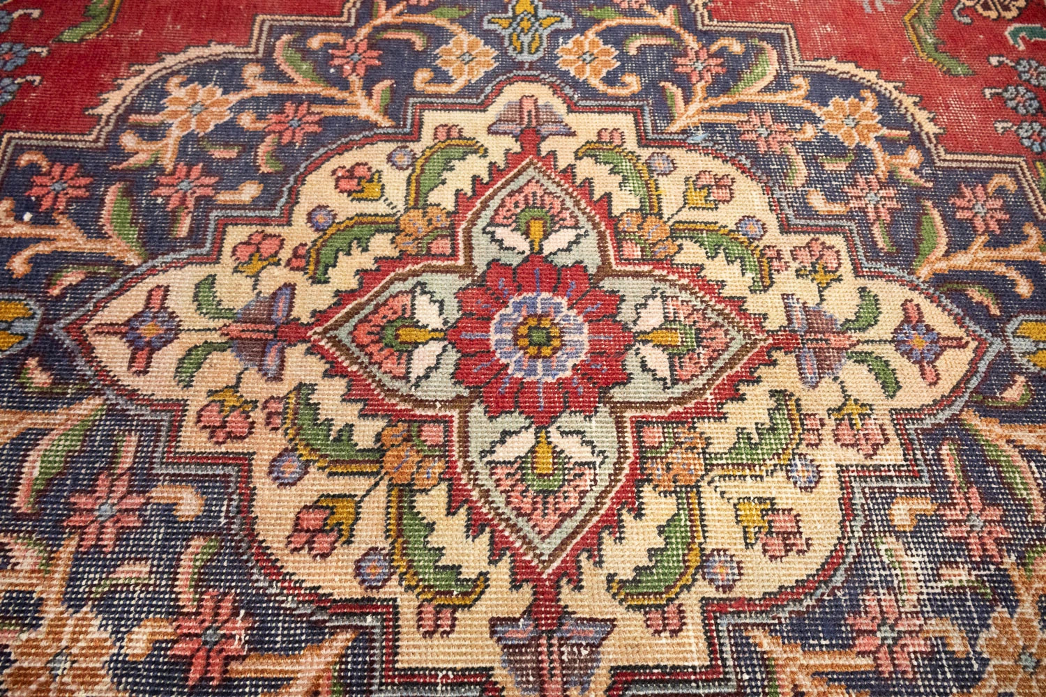Semi-Antique Distressed Floral Oriental Wool Rug Living Room Area Carpet 7×11 Ft