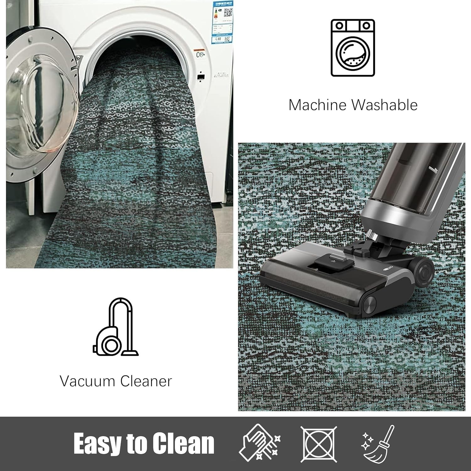 Durable and Elegant 8′ x 10′ Vintage Washable Rug – Water Resistant & Non-Slip