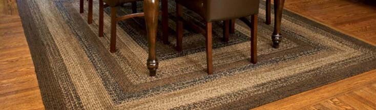Cappuccino Braided Area Rug By IHF Rugs. Oval & Rectangle. Many Sizes. Black/Tan