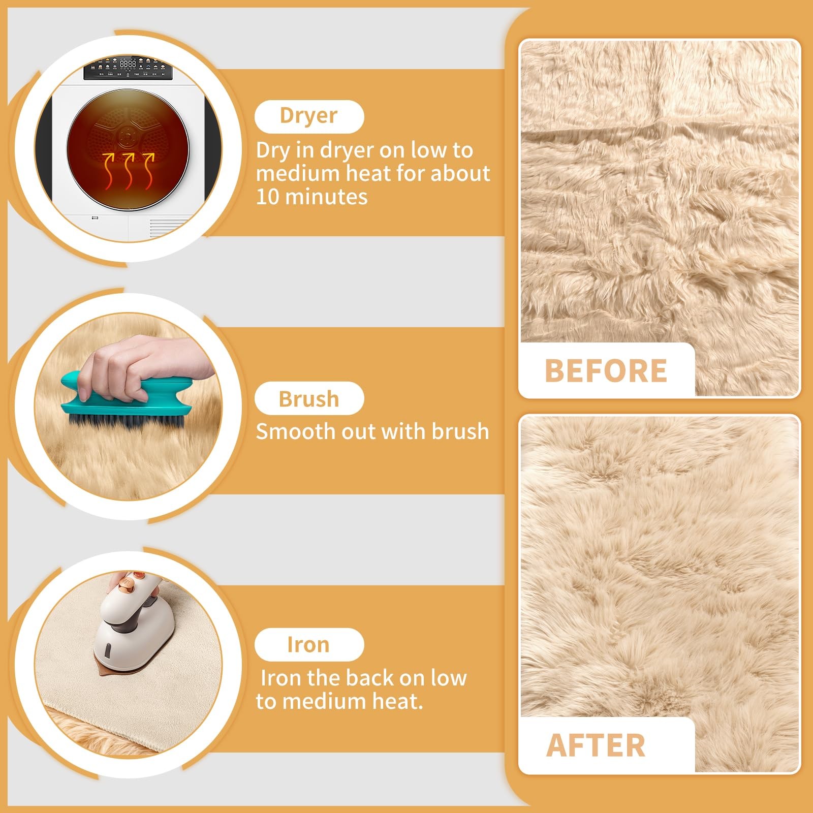 Ultra Soft Faux Sheepskin Fur Rug Fluffy Rug for Bedroom Fuzzy Carpet for Liv…
