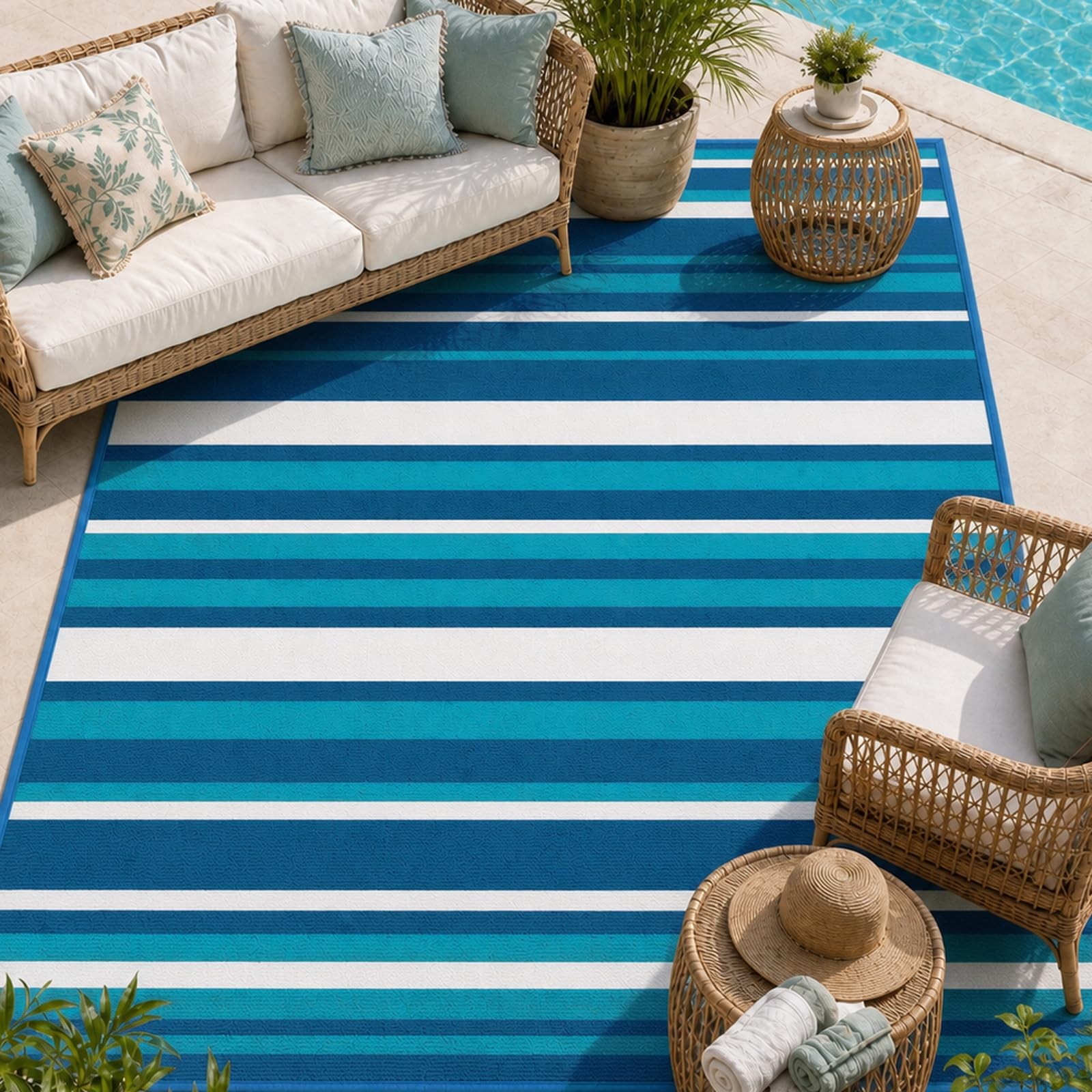 Outdoor Rug Camping Essentials – 4×6 FT Outdoor Plastic Straw Rug for Patio C…
