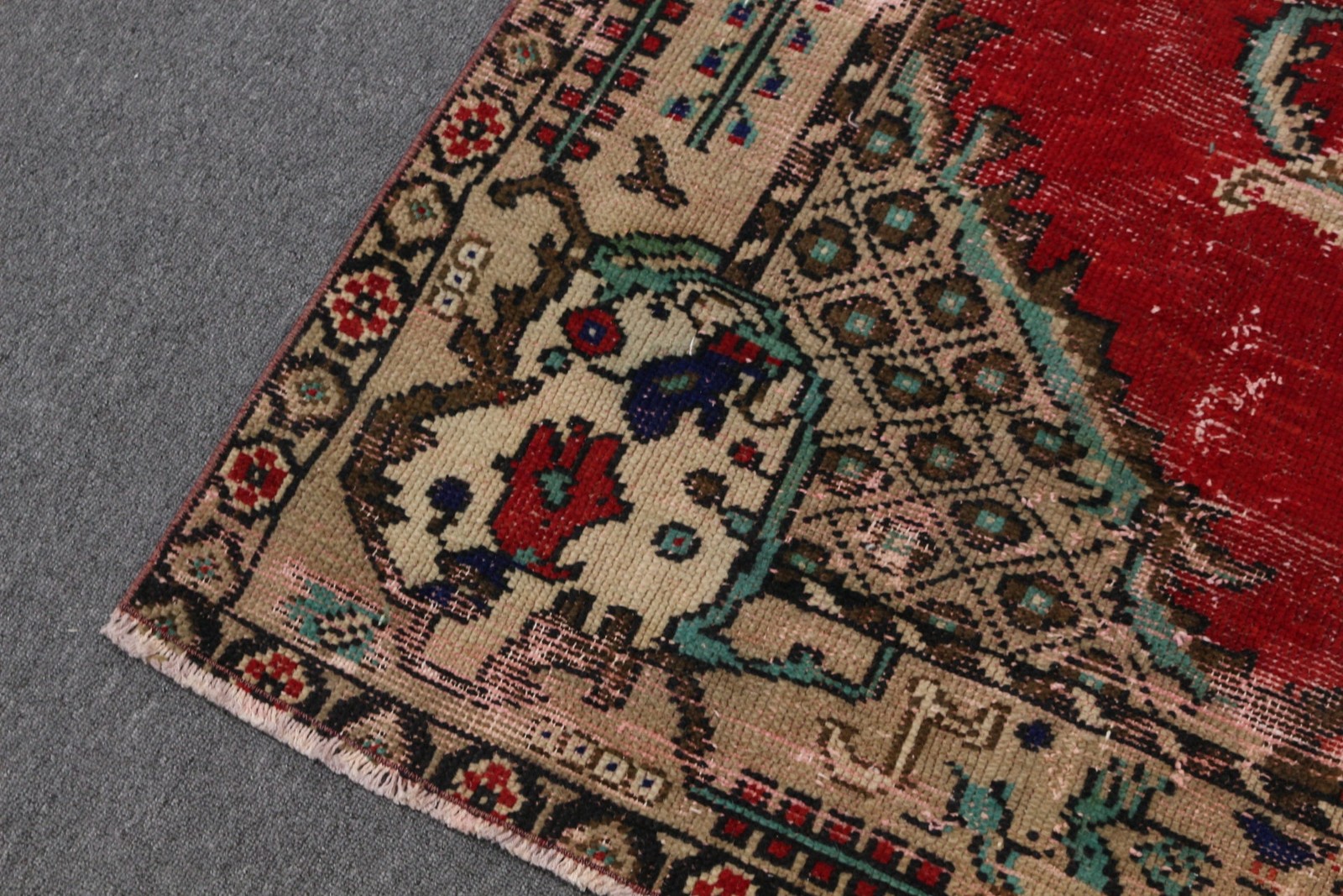 Vintage Turkish Rug, 4,8×9,1 ft Large Rug, Red Handmade Rug