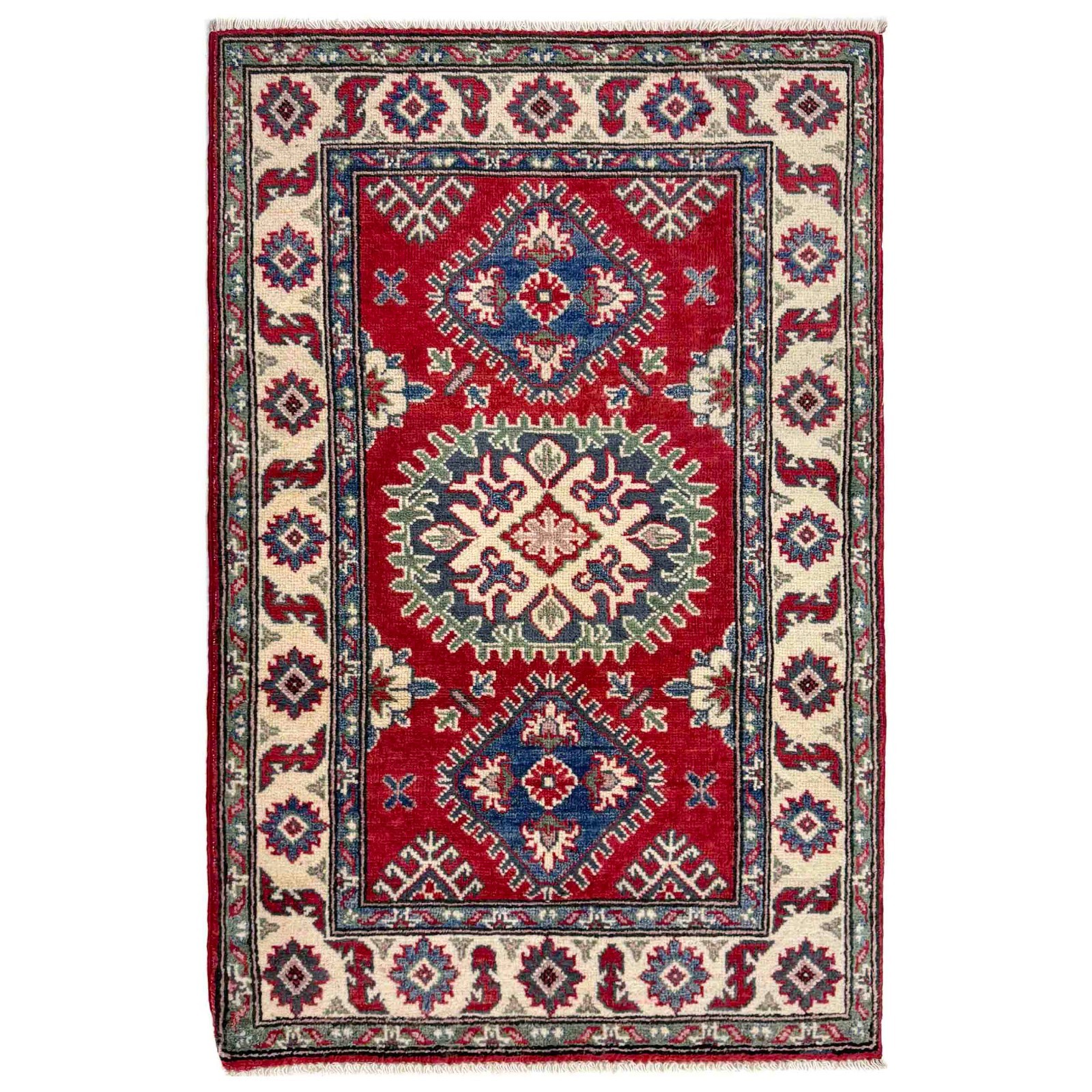 78x123cm New Afghan Kazak Rug Handmade Rug Oriental Red Carpet 2’7×4’0 Ft R37543