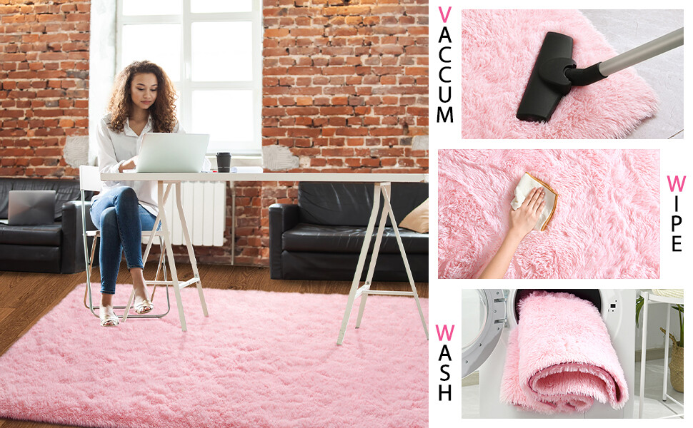 Fluffy Shaggy Area Rugs Anti-Skid Living Room Bedroom Rug Soft Floor Mat Carpet
