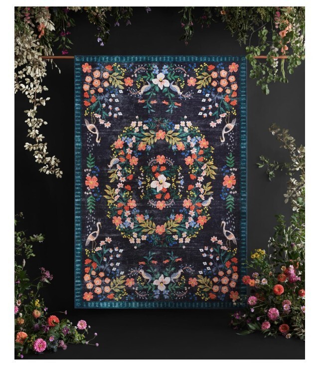 Loloi Rifle Paper Co Palais Black Floral Rug, 80cm x 120 cm, 2’7 in x 3’1 in