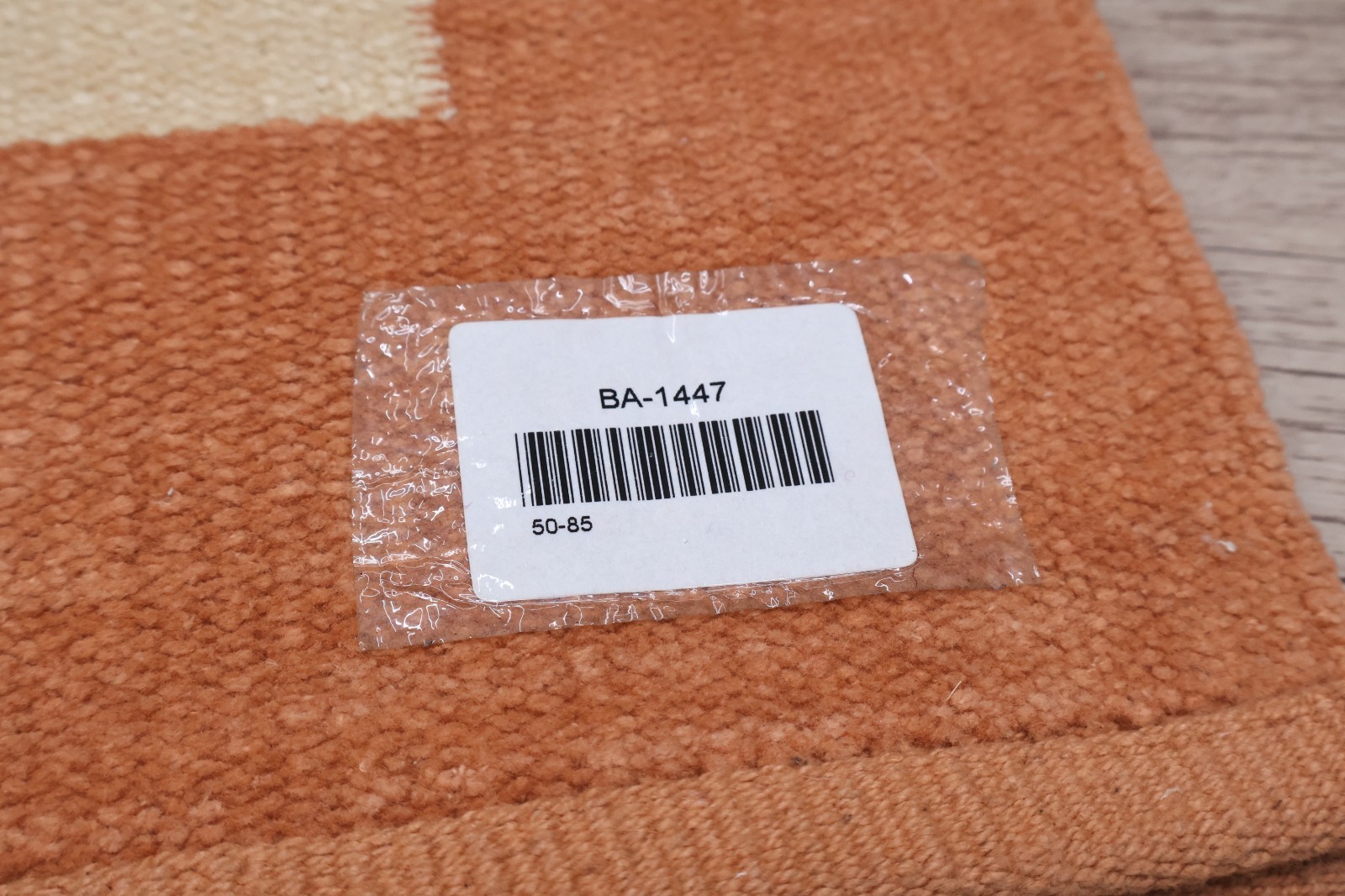 Handmade Terracotta Beige Block Striped Cotton Wool Area Rug Kilim Doormat