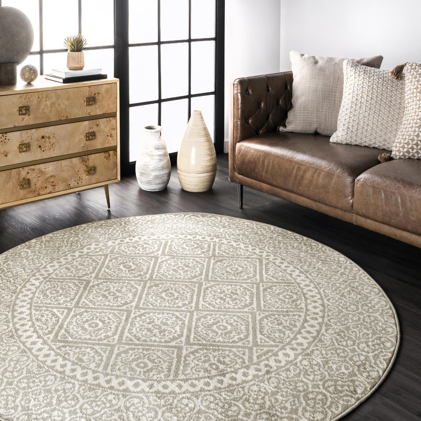 Transitional Floral Jeanette Area Rug, 4′ x 6′ Oval, Grey
