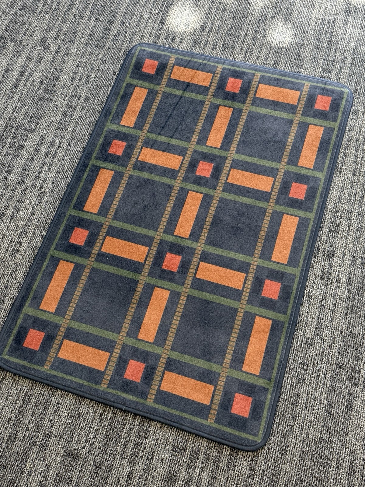 2×3 Ft Geometric Area Rug Blue Green Orange Non-Slip Low Pile Woven