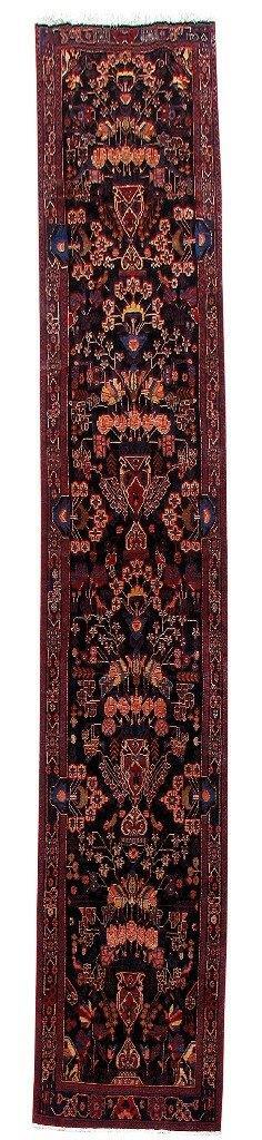 4×16′ Black Traditional Hamaadan Rug 80060